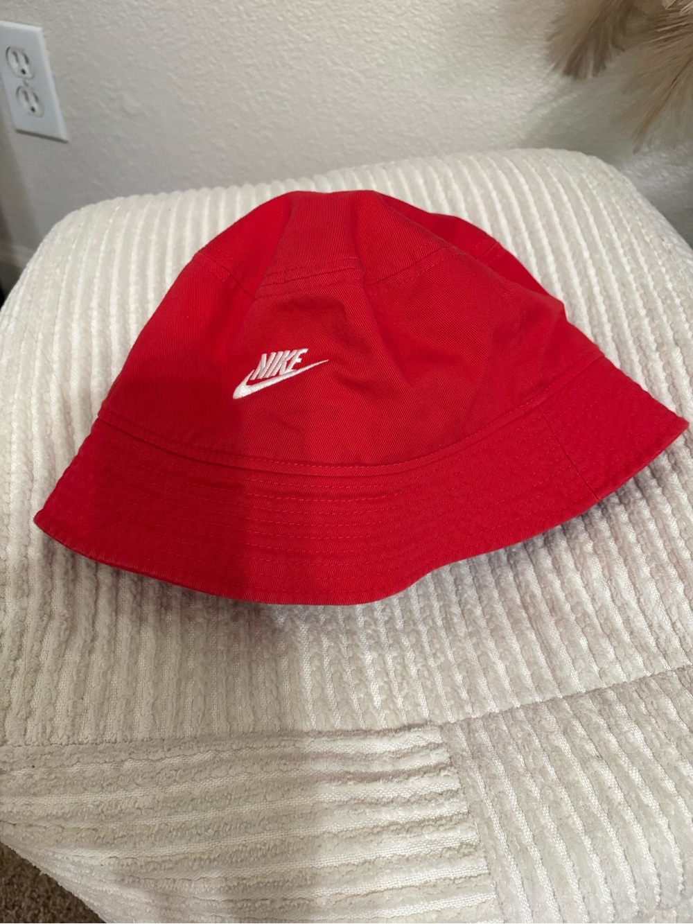 Nike Red Bucket Hat with White Swoosh